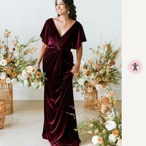 Elegant Rust Velvet Dress